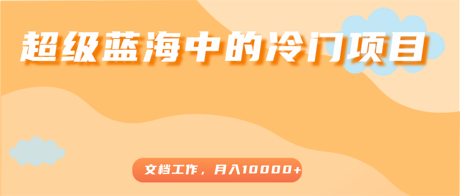 超级蓝海中的冷门项目,文档工作,好玩又赚钱,月入10000+-风淘社