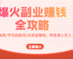 爆火副业赚钱全攻略:实打实演练/学完就能用/全渠道赚钱,带普通人月入3万元-风淘社