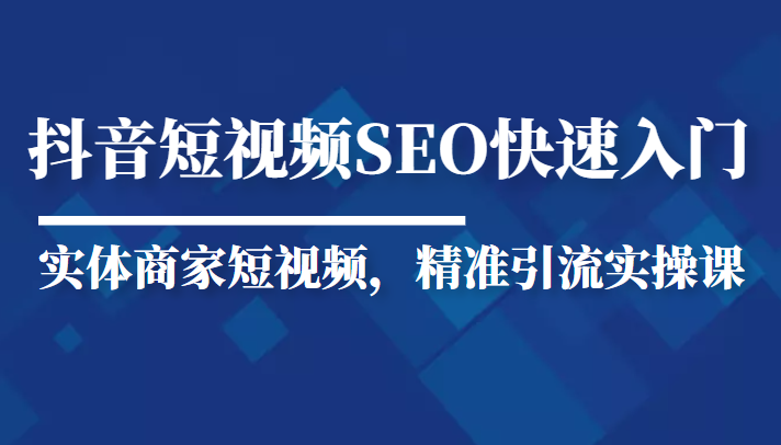 抖音短视频Seo搜索排名优化新手快速入门教程,实体商家短视频,精准引流实操课-风淘社