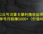 公众号流量主暴利撸收益项目,单人单号月稳赚5000+(价值480元)-风淘社