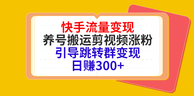 快手流量变现，养号搬运剪视频涨粉，引导跳转群变现日赚300+-风淘社