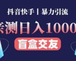 日收益1000+的交友盲盒副业丨有手就行的抖音快手暴力引流-风淘社