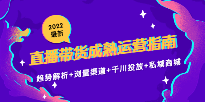2022最新直播带货成熟运营指南3.0:趋势解析+浏量渠道+千川投放+私域商城-风淘社