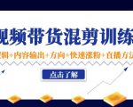 短视频带货混剪训练营:底层逻辑+内容输出+方向+快速涨粉+直播方法-风淘社