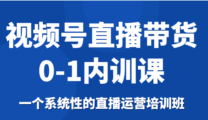 视频号直播带货0-1内训课，一个系统性的直播运营培训班-风淘社