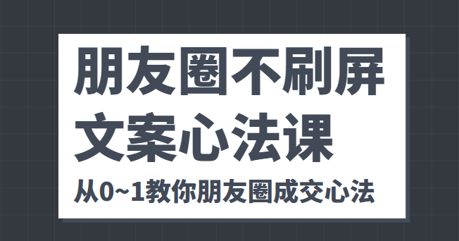 朋友圈不刷屏文案心法课 人人都要懂的商业逻辑 从0~1教你朋友圈成交心法-风淘社