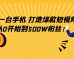 只需一台手机,轻松打造爆款短视频,从0开始到500W粉丝-风淘社