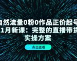 自然流量0粉0作品正价起号11月新课:完整的直播带货实操方案-风淘社