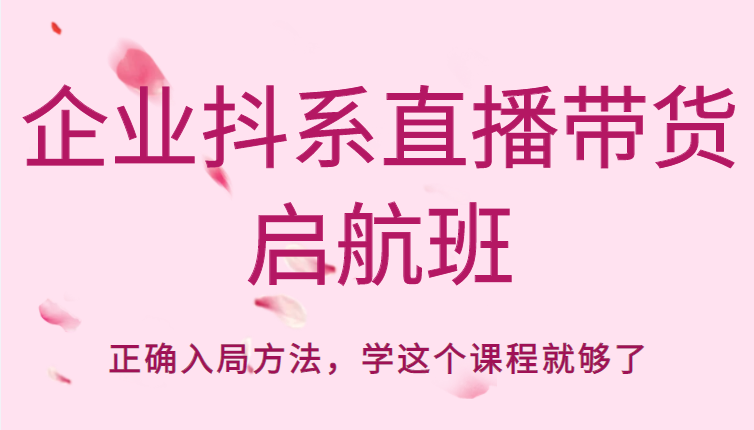 企业抖系直播带货启航班,正确入局方法,学这个课程就够了-风淘社
