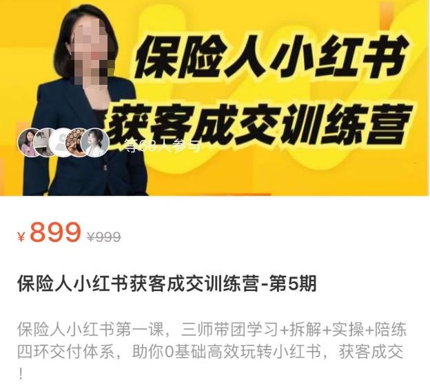 保险人小红书获客成交训练营,0基础高效玩转小红书,可复制的获客成交之路-风淘社