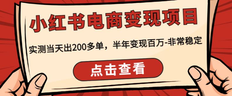 顽石·小红书电商变现项目,实测当天出200多单,半年变现百万,非常稳定-风淘社