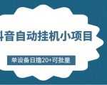 抖音自动挂机小项目，单设备日撸20+，可批量，号越多收益越大-风淘社