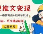 小说推文训练营:引流技巧+爆款实操+矩阵号玩法,百倍效益、百万播放秘笈-风淘社