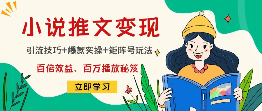 小说推文训练营:引流技巧+爆款实操+矩阵号玩法,百倍效益、百万播放秘笈-风淘社