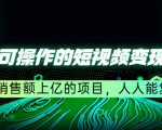 五个可操作的短视频变现项目:年销售额上亿的项目,人人能复制-风淘社