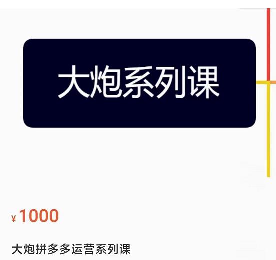 大炮拼多多运营系列课,各类玩法合集,拼多多运营玩法实操-风淘社