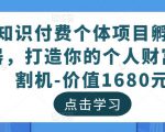 知识付费个体项目孵化器,打造你的个人财富收割机-价值1680元-风淘社