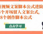 带货短视频文案脚本公式进阶班，18个开场留人文案公式，18个创作脚本公式-风淘社
