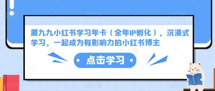厦九九小红书学习年卡（全年IP孵化），沉浸式学习，一起成为有影响力的小红书博主-风淘社