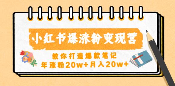 小红书爆涨粉变现营,教你打造爆款笔记,年涨粉20w+月入20w-风淘社