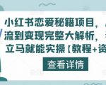 小红书恋爱秘籍项目,从引流到变现完整大解析,看完立马就能实操【教程+资料】-风淘社