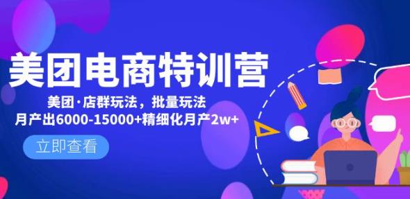 美团电商特训营:美团·店群玩法,无脑铺货月产出6000-15000+精细化月产2w+-风淘社