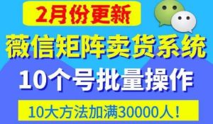 微信矩阵卖货系统，多线程批量养10个微信号，10种加粉落地方法，快速加满3W人卖货！-风淘社