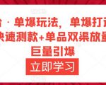 万相台·单爆玩法,单爆打造流程+单品快速测款+单品双渠放量+単品巨量引爆-风淘社