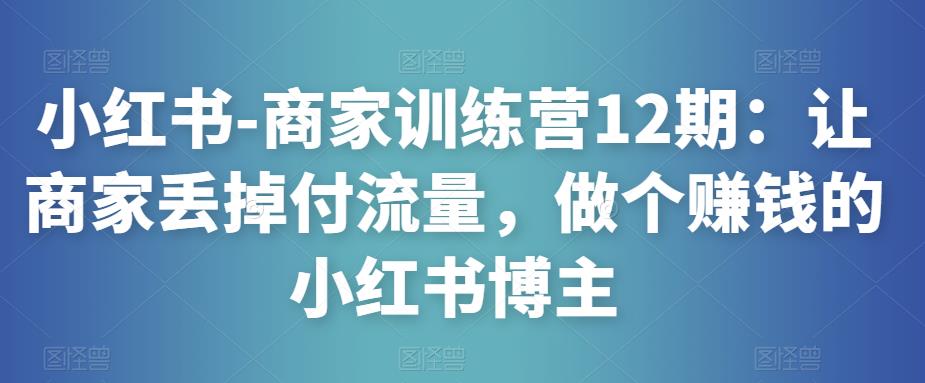 小红书-商家训练营12期:让商家丢掉付流量,做个赚钱的小红书博主-风淘社