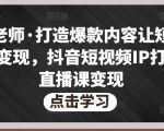 不韦老师·打造爆款内容让短视频快速变现,抖音短视频IP打造及直播课变现-风淘社