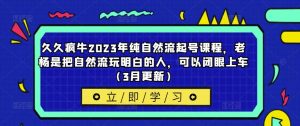 久久疯牛2023年纯自然流起号课程，老杨是把自然流玩明白的人，可以闭眼上车（3月更新）-风淘社