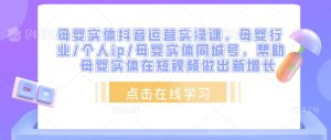 母婴实体抖音运营实操课,母婴行业/个人ip/母婴实体同城号,帮助母婴实体在短视频做出新增长-风淘社