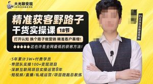 杨光·精准获客野路子,黑科技快速获取精准客户,这也许是全网最低的获客方法了-风淘社