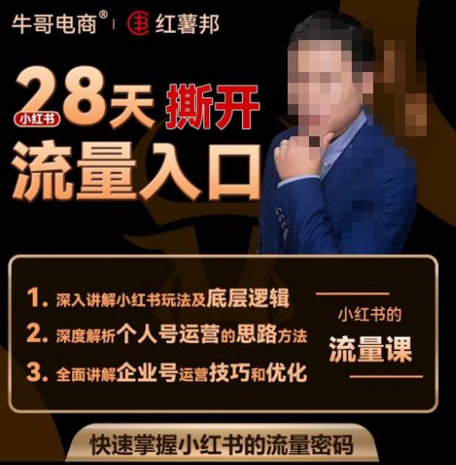 牛哥电商红薯邦28天撕开小红书流量入口，小红书运营系列课，快速掌握小红书的流量密码-风淘社