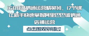 1688诚信通运营精英班,17节课让新手快速掌握阿里巴巴诚信通店铺运营-风淘社