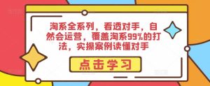 淘系全系列,看透对手,自然会运营,覆盖淘系99%的打法,实操案例读懂对手-风淘社