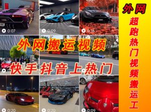 外面收费398元外网超跑豪车汽车视频搬运至快手抖音上热门项目，只需一步手机就可以操作-风淘社