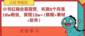 小书红商业变现营,实测3个月涨18w粉丝,变现10w+(教程+素材+软件)-风淘社