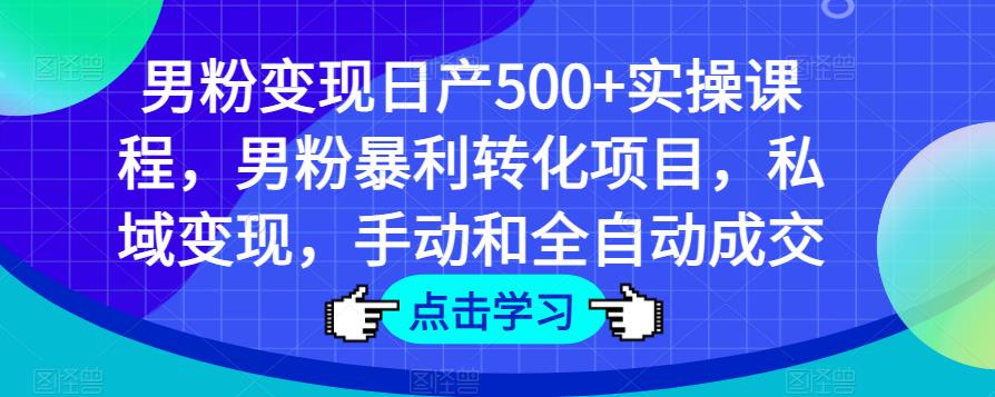 男粉变现日产500+实操课程,男粉暴利转化项目,私域变现,手动和全自动成交-风淘社