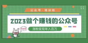 2023公众号培训班,2023做个赚钱的公众号,涨粉变现年入百万!-风淘社