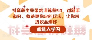 抖音养生号带货训练营5.0,对新手友好、收益更稳定的玩法,让你带货收益爆炸-风淘社