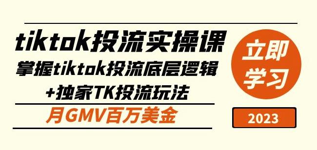 tiktok投流实操课:掌握tiktok投流底层逻辑+独家TK投流玩法月GMV百万美金-风淘社