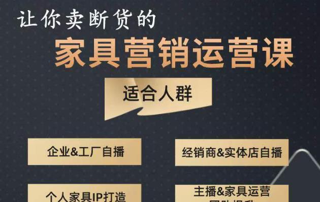 让你卖断货的家具营销运营课,打造高销量家具账号(短视频+直播+人物IP)-风淘社