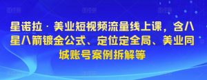 星诺拉·美业短视频流量线上课，含八星八箭镀金公式、定位定全局、美业同城账号案例拆解等-风淘社