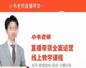 小韦老师直播带货运营线上教学,起号-数据指标-投流-主播训练-风淘社