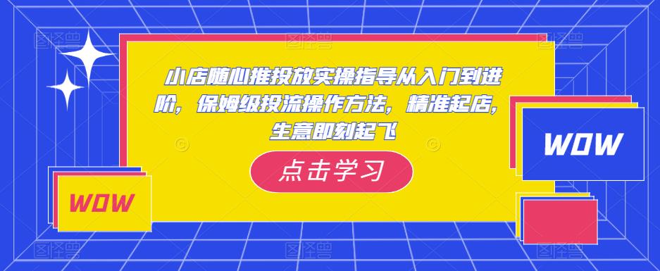小店随心推投放实操指导从入门到进阶,保姆级投流操作方法,精准起店,生意即刻起飞-风淘社