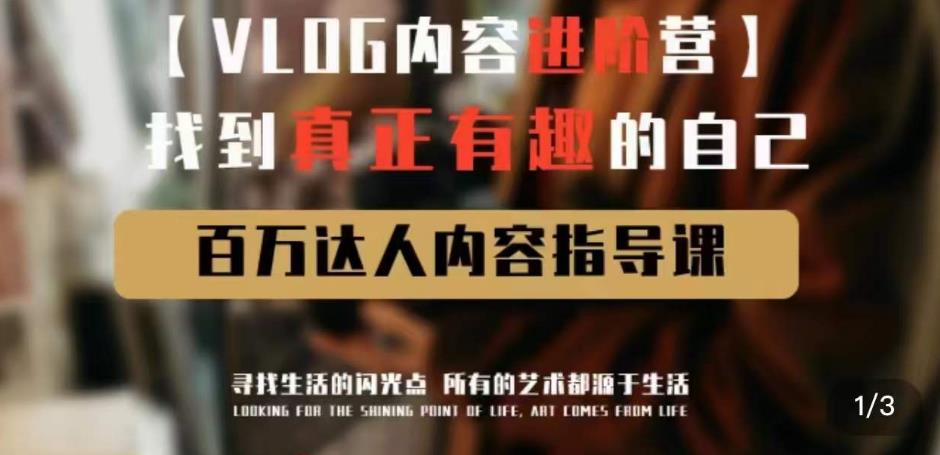 vlog内容进阶营,找到真正有趣的自己,百万达人内容指导课-风淘社