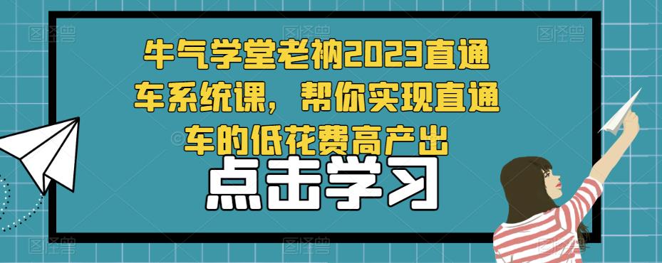 牛气学堂老衲2023直通车系统课，帮你实现直通车的低花费高产出-风淘社