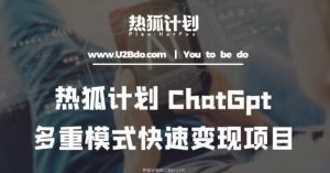 热狐计划：王大陆ChatGpt多重变现实操课，多种模式快速变现-风淘社