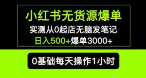 小红书无货源爆单实测从0起店无脑发笔记爆单3000+长期项目可多店-风淘社